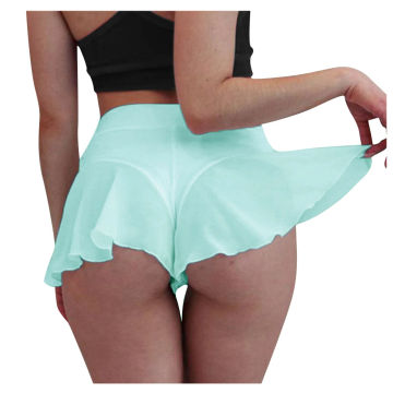 Sexy Women White Skirt Shorts Sporty Fitness Yoga Transparent Mini Ruffles Shorts Summer Clothes