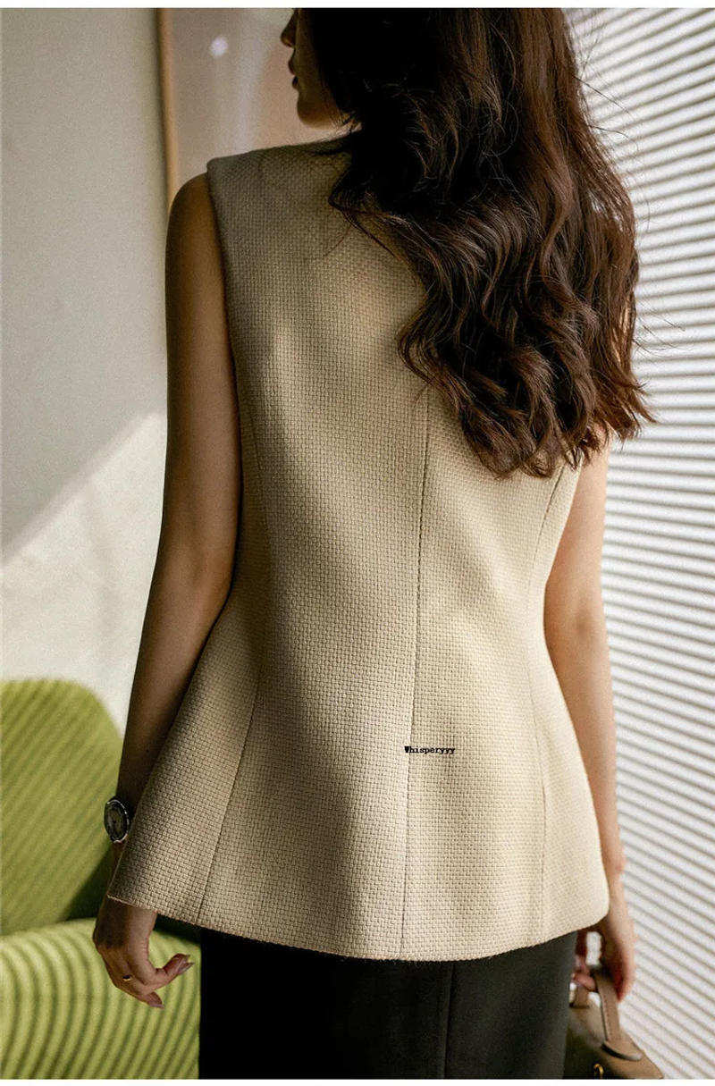 Description Picture 6 of itemCardigan Vest Women Coat Spring Autumn Fashion Single-Breasted Gilet Femme Vintage Sleeveless Chaleco Mujer Female Waistcoat