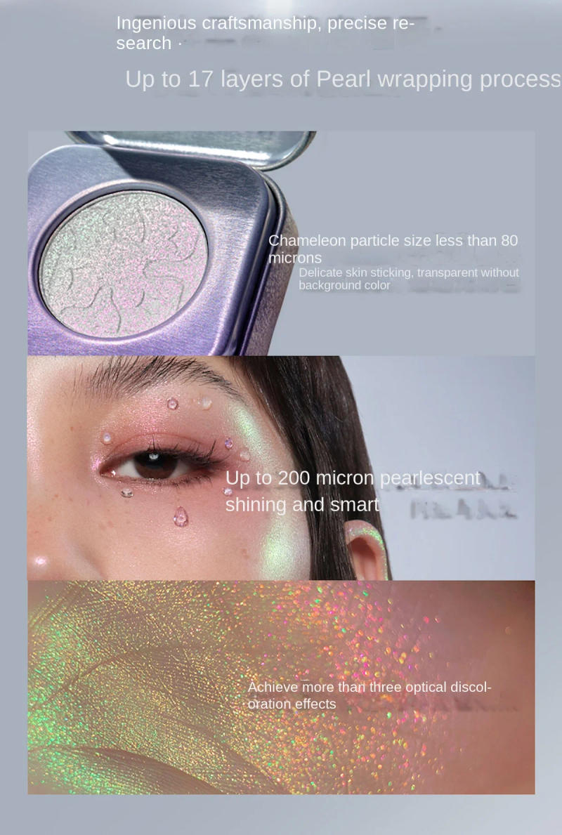 Description Picture 4 of itemKaleidos Highlighting Chameleon Diamond Face Highlighter & Glitter Palette Chrome Chameleon Metallic Eyeshadow Makeup