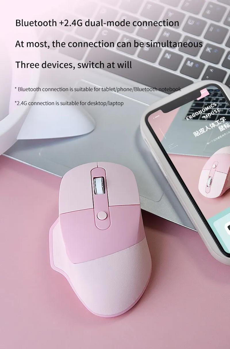 Description Picture 5 of itemMofii M4DM Ergonomic Mouse, Wireless Bluetooth Or USB Receiver, 6 Buttons, Windows/macOS/iPadOS Compatible, Laptop
