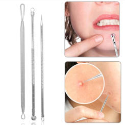 3PCS/1pc Stainless Steel Extractor Blackhead Remover Needles Dots Cleaner Acne Blemish Remover Needles Black Spot Pore Cleanser