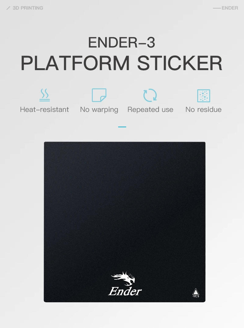 Description Picture 2 of itemCREALITY 3D Original Black Build Surface With 3M Sticker 3D Printer Heated Bed Sheet Paper For Creality Ender-3 235*235mm