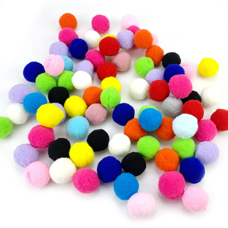 Description Picture 4 of item24pc 48pc Solid Color Stretch Plush Ball Cat Toys Interactive Cat Pom Ball Plush Colorful Funny Cat Chew Toy Kitten Dropshipping