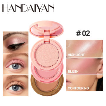 Handaiyan Cross-border New High-gloss Blush Contour 3in1 All-in-one Palette Liquid Highlighter Makeup Highlighter for Face 1 Uah
