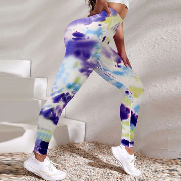 Women Tie Dyed Yoga Pants Quick Dry Tight High Waist Semaless 3D Printing Leggings Hip Lifting Running Outdoor Fitness Pants