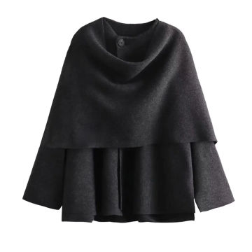 Zach Ailsa 2023 Autumn/Winter New Women's Casual Versatile Design with Asymmetric Scarf Short Knitted Coat Coat Coat