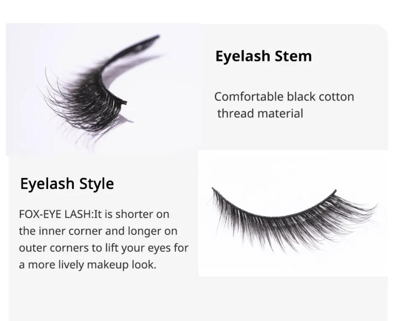 Description Picture 6 of itemFox Eyelashes Individual Lash Clusters, 3D Angel Wing Lashes, Eye Lift Effect False Eyelashes, Spikes Wispy Eyelashes Reusable