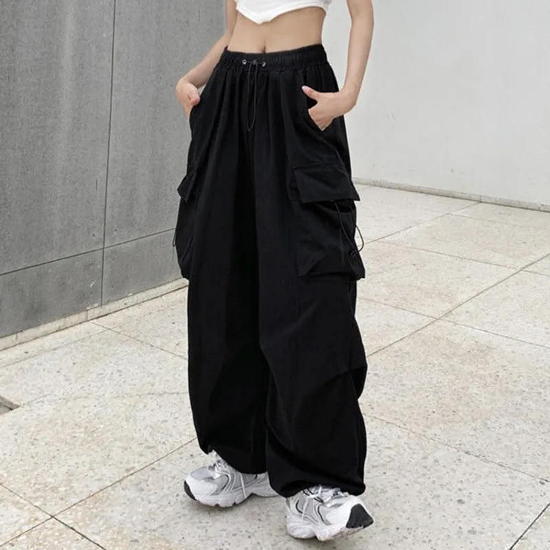 Description Picture 4 of itemY2k Women Streetwear Wide Leg Cargo Pants Casual Baggy Pant Straight With Big Pockets Jogging Trousers Vintage Female Sweatpants
