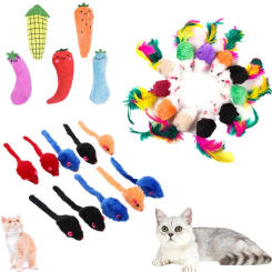 Pet Plush Toy Catnip Cat Toys Plush Mouse Interactive Cat Toy Color Feather Game Cat Toy Cat Accessory Rustling Kitten Vocal Toy