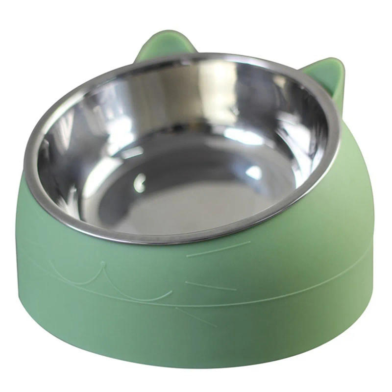 Description Picture 5 of itemCat Dog Bowl 15 Degrees Raised Stainless Steel Non Slip Puppy Base Cat Food Drinking Water Feeder Tilt Safeguard Neck Pet Bowl