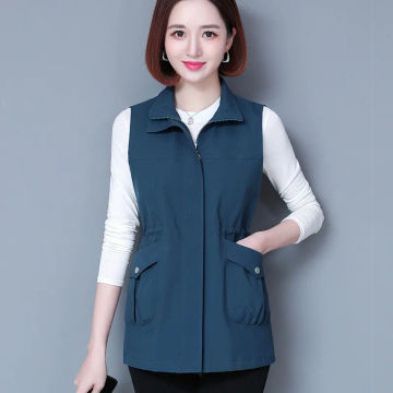 UHYTGF Spring Summer Vest Jacket Women's Korean Sleeveless Coat Female Thin Waistcoat Middle-Aged Mom Casual Tops Outerwear 2102