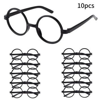 10pcs Harry Wizard Glasses Round Frame Glasses No Lens Halloween Costumes Harry-potters Cosplay Props Party Decorations Supplies