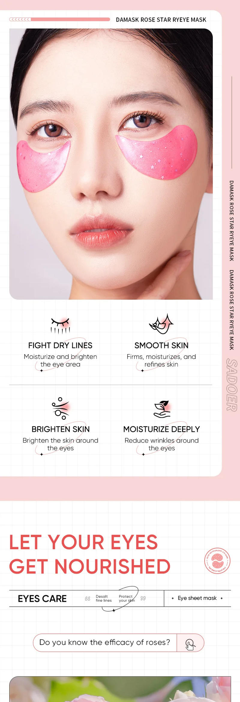 Description Picture 5 of item60pcs/box Starry Rose Collagen Eye Mask Anti Wrinkle Fade Dark Circles Relieve Puffy Eyes Tighten Eye Contour Skin Care Products