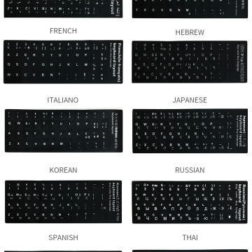Keyboard Stickers for Russian Spanish Hebrew Italian Thai Korea Japanese French Arabic Deutsh