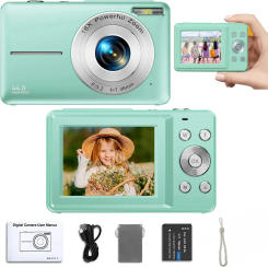 2.4 Inches HD 1080P Digital Camera Rechargeable with 16x Zoom Compact Camcorder 44MP Professiona Photography Cam for Teens Party