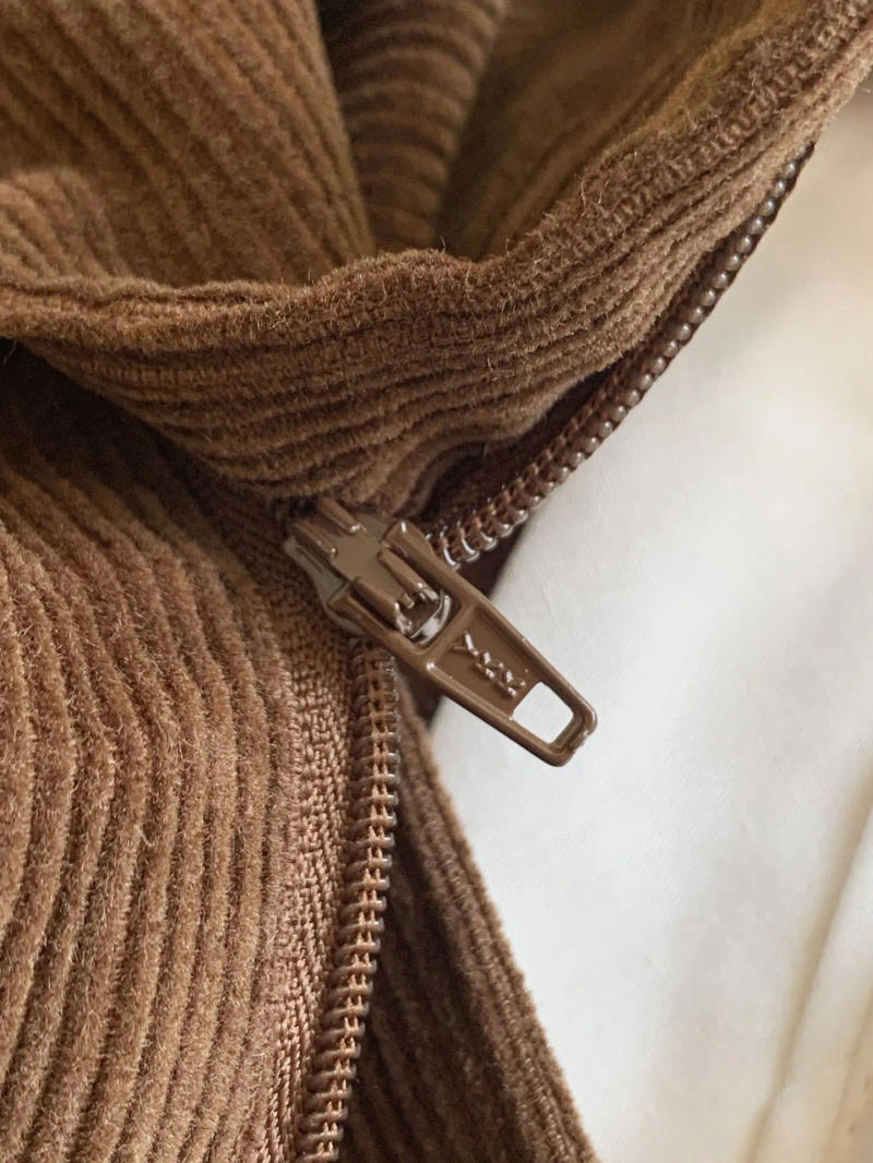Description Picture 6 of itemStreetwear Women Custom-woven Brown Corduroy Pants Double-pleated Slimming Straight-leg Pants for Woman