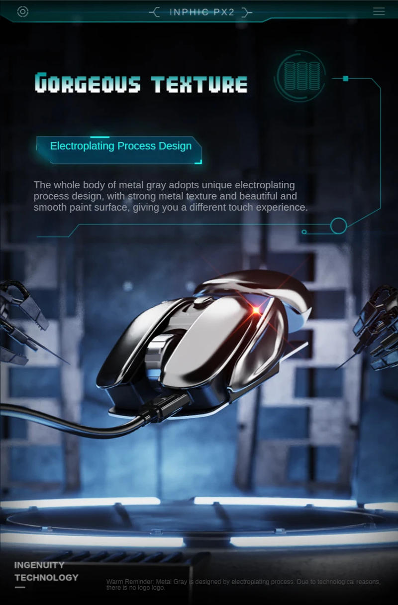 Description Picture 6 of itemPX2 Metal 2.4G Rechargeable Wireless Mute 1600DPI Mouse 6 Buttons for PC Laptop Computer Gaming Office Home Waterproof Mouse