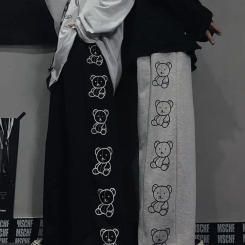 Black Bear Print Pants Cute Girl Harajuku Autumn Trousers Female Streetwear Summer Spring Fashion Gray Gothic Sweatpants Women