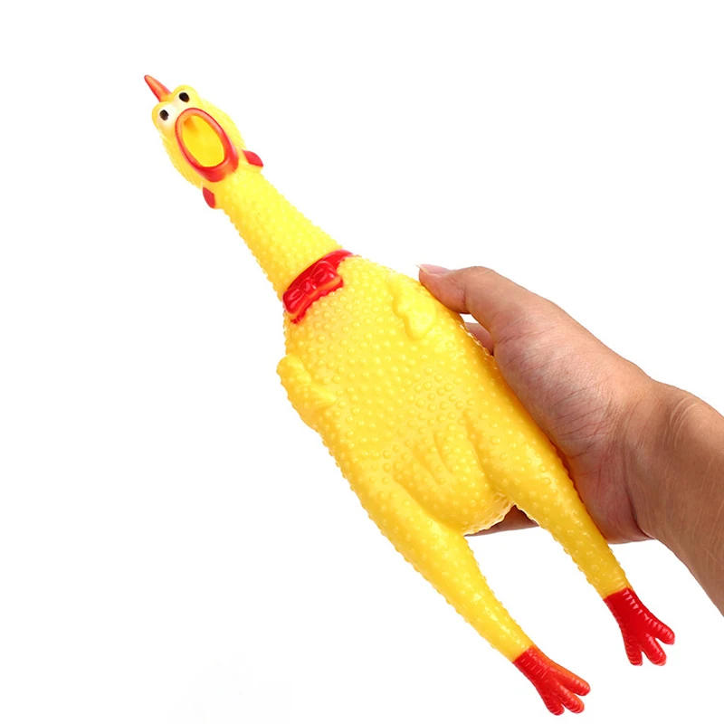 Description Picture 5 of item1PC Pets Dog Squeak Toys Screaming Chicken Squeeze Sound Dog Chew Toy Durable Funny Yellow Rubber Vent Chicken 17CM 31CM 40CM