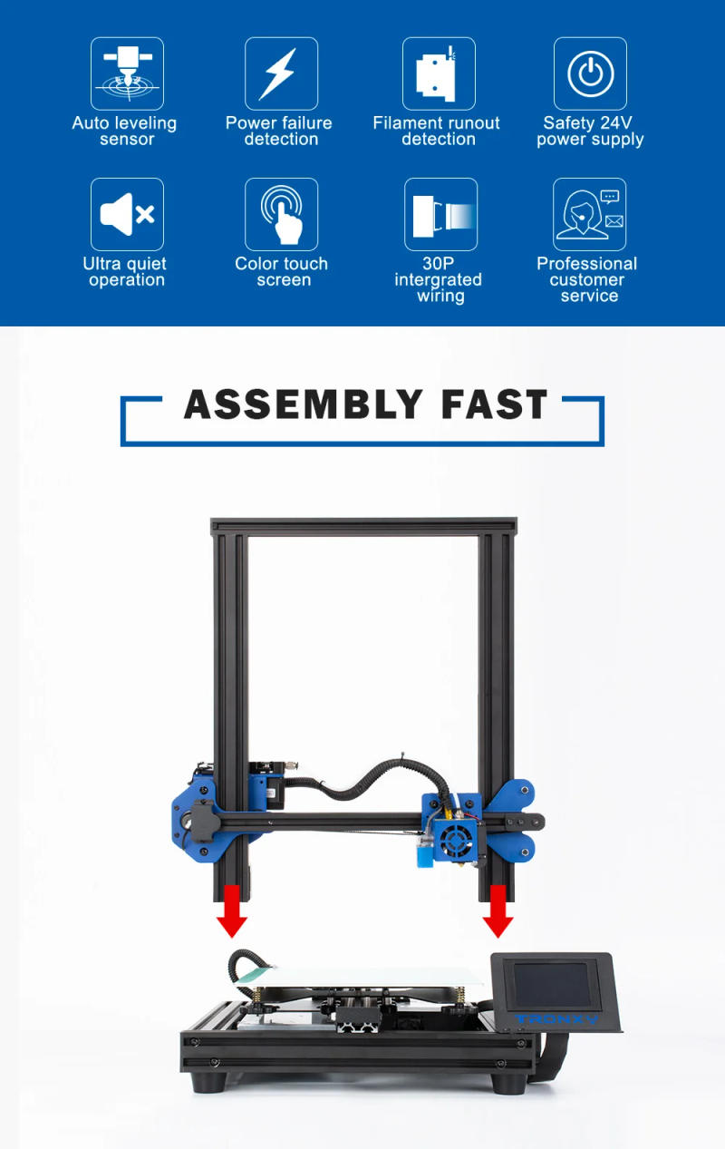 Description Picture 3 of itemTronxy XY-2 PRO impressora 3d Assembly Fast Resume Power Failure Function Titan Extruder Auto Leveling Aluminum Bed 3D Printer