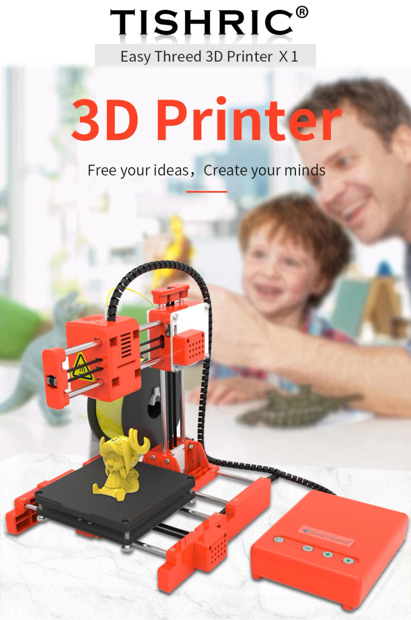 Description Picture 2 of itemTISHRIC 3D Printer X1 Mini Entry Level 3D Printing Kit One Key Quiet Pinting Full Metal Frame High Precision Children's DIY