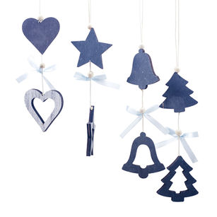 4Pcs/Set Wooden Christmas Tree Star Heart Bell Pendant Hanging Ornaments Decor