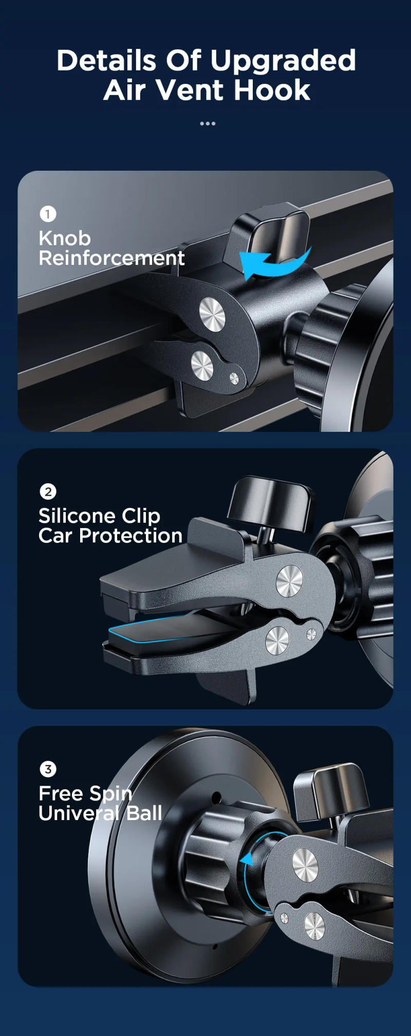 Description Picture 4 of itemJoyroom Magnetic Car Phone Holder 15W Qi Wireless Car Charger For iPhone 14 13 12 Series Fast Air Vent Charging Phone Holder