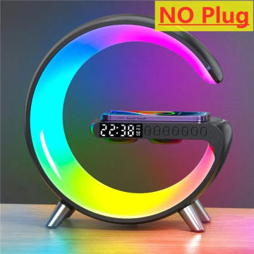 Multifunctional Wireless Charger Stand Alarm Clock Speaker APP RGB Light Fast Charging Station for iPhone X 11 12 13 14 Samsung