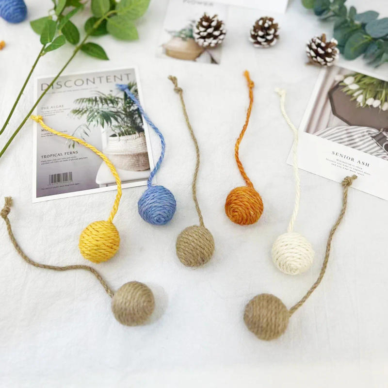 Description Picture 4 of itemNew Cat Pet Sisal Rope Weave Ball Teaser Play Chewing Scratch Catch Toy Interactive Scratch Funny Chew Toy for Pet Cat Dog
