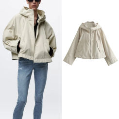 traf Jacket Autumn 2023 New Chic Loose Hooded Women's Coat Jacket Fashion Street Warm Parkas Elegant Youth Leisure Student Coat