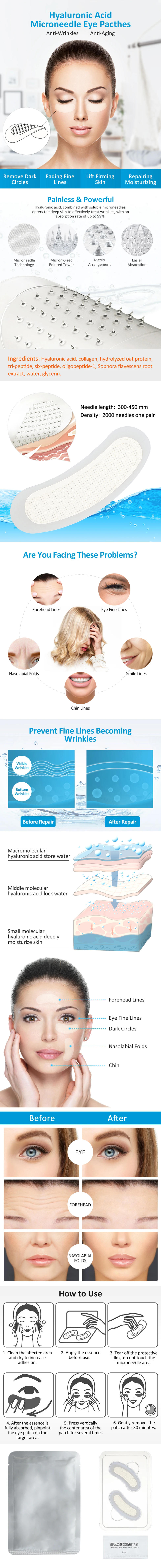 Description Picture 2 of item10Pairs/Set Hyaluronic Acid Collagen Gel Eye Patches With Microneedle Deep Moisturizing Anti-Wrinkle Dark Circles Under Eye Mask