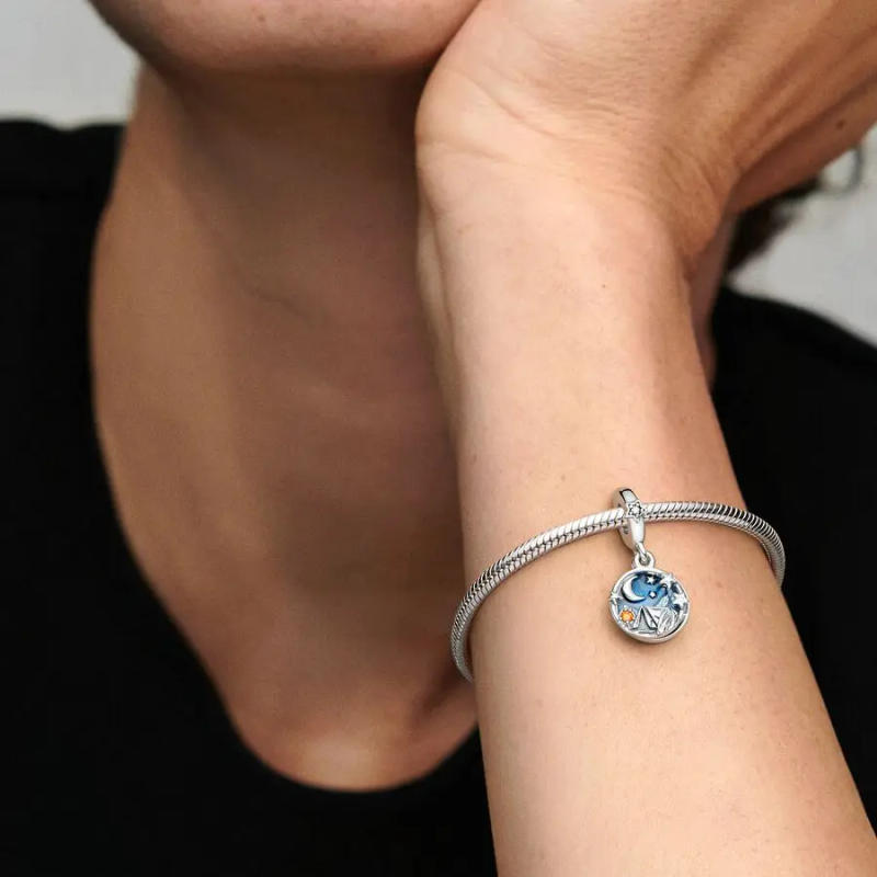 Description Picture 3 of itemFor Pandora Original Bracelet 925 Sterling Silver Firefly Charm Star Moon Bead Eyes Zircon Airplane Pendant DIY Jewelry Making