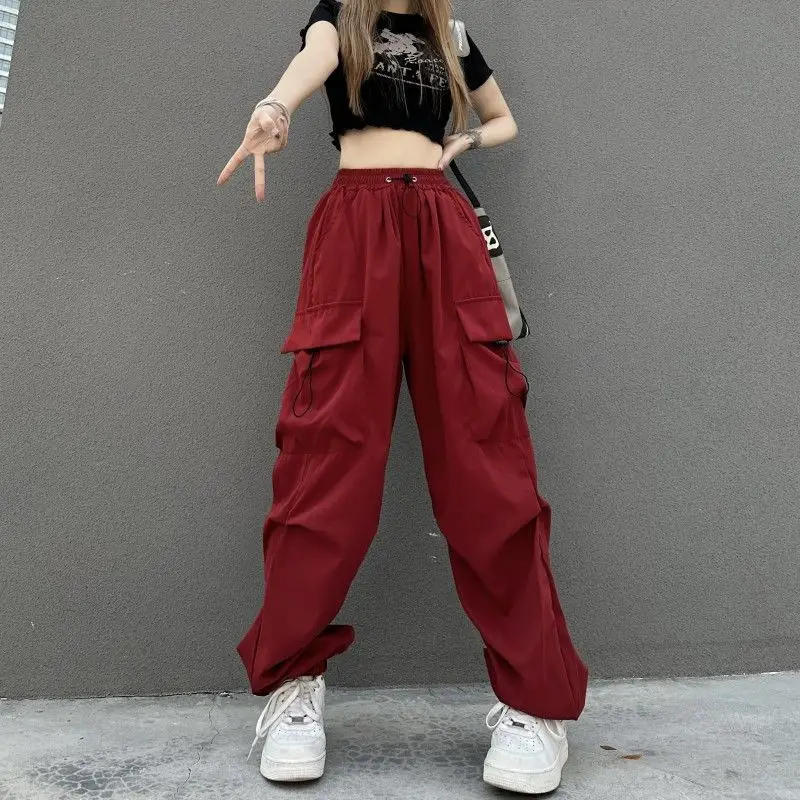 Description Picture 2 of itemY2K Women Streetwear Cargo Pants Korean Harajuku Casual Solid Baggy Straight Trousers Fashion Wide Leg Pockets Joggers Trousers