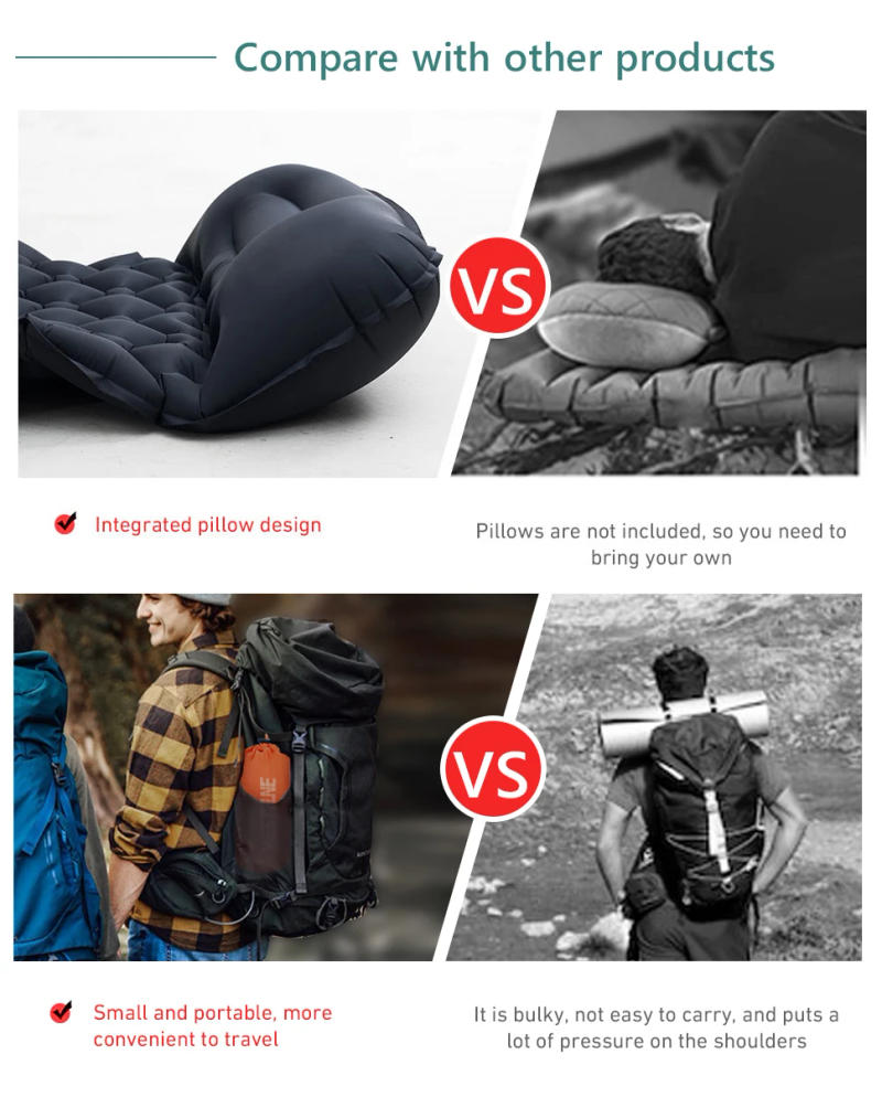 Description Picture 6 of itemWesttune Camping Inflating Sleeping Mattress Folding Outdoor Sleeping Pad Inflatable Mattress with Pillow Ultralight Travel Bed