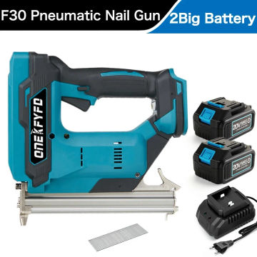 Straight U Staples Brushless Wireless Cordless Electric Nail Gun Stapler Nailer + 1set Nails For Makita 18V Battery