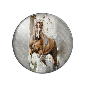 New Horse Art Paintings 10pcs/lot Mixed 10mm/12mm/16mm/18mm/25mm Round Photo Glass Cabochon Demo Flat Back Making Findings