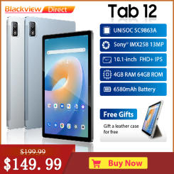 Blackview Tab 12 Business Tablet，Android 11 4GB+64GB，6580mAh 10.1Inch  Unisoc SC9863A 8-core PC 4G LTE 13MP Professional