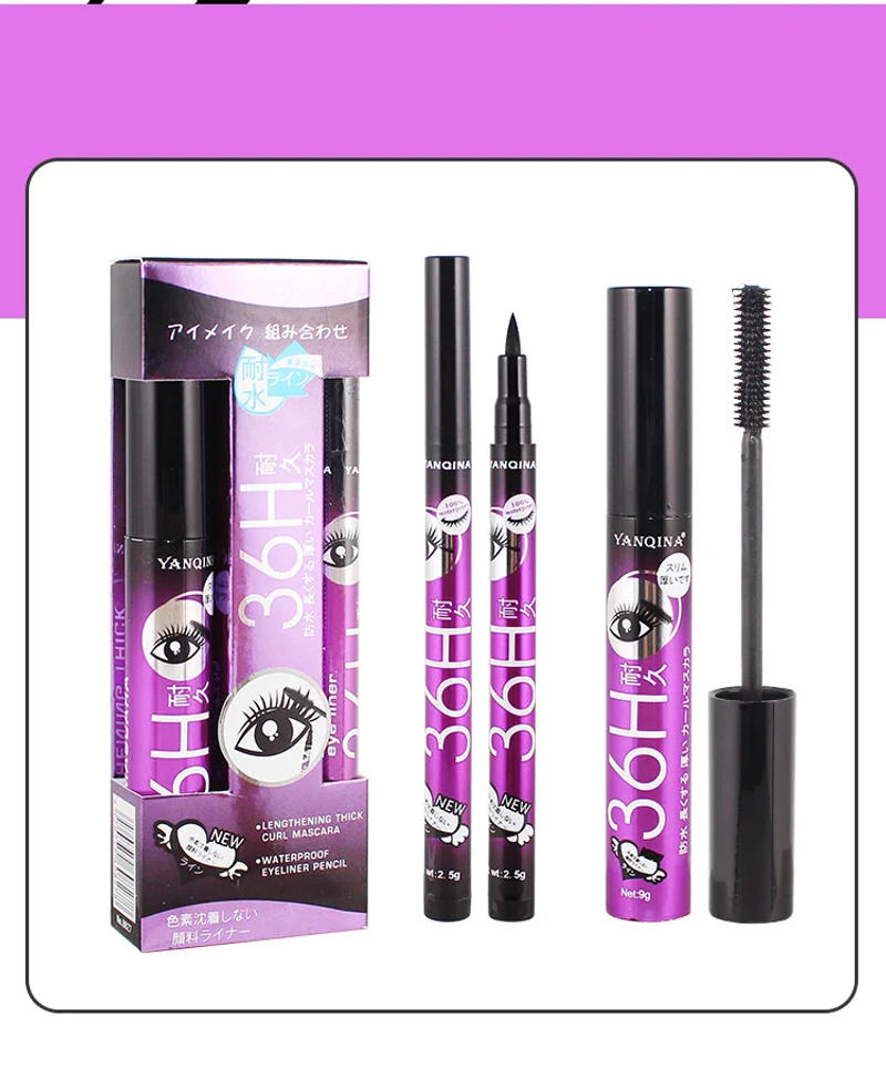 Description Picture 4 of itemMakeup Set Black Mascara + Eyeliner Pen Maquiagem Waterproof 4D Fiber Mascaras Make up Kit Big Eyes Cosmetics Eye Liner Pencil