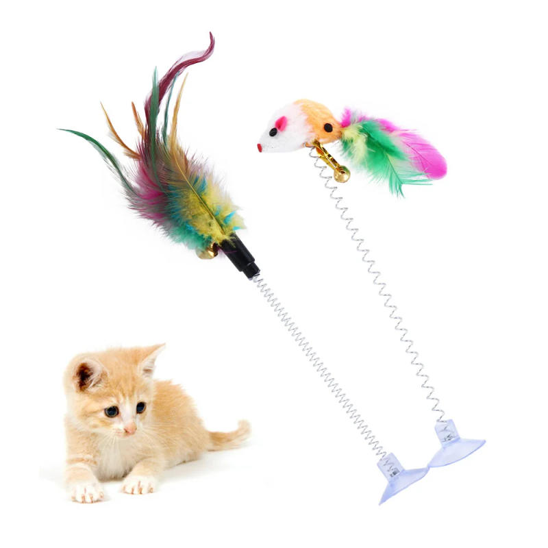 Description Picture 3 of itemSimulation Mouse Feather Cat Toys with Suction Cup and Bells Kitten Dogs Tease Stick Wand Pet Playing Supplies
