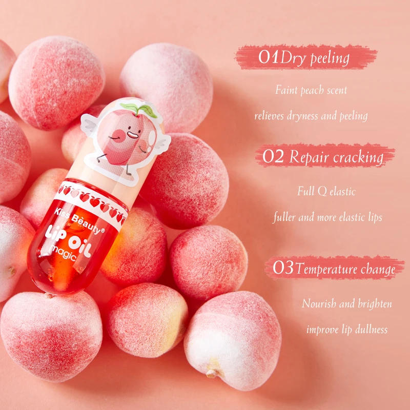 Description Picture 4 of itemPeach Moisturizing Lip Gloss Peach Waterproof Glossy Long Lasting Not Sticky Natural Lip Tint Daily Makeup Lip Oil Primer