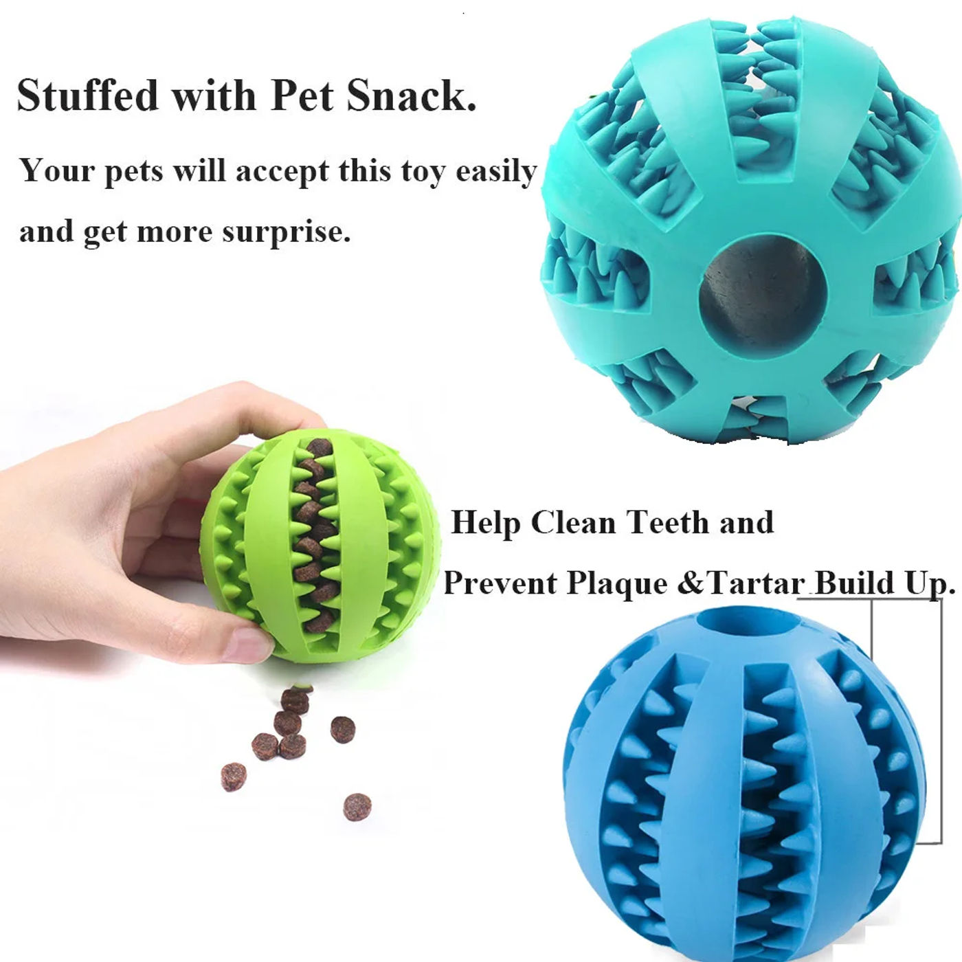 Description Picture 2 of itemPet Dog Toy Interactive Rubber Balls for Small Large Dogs Puppy Cat Chewing Toys Pet Tooth Cleaning Indestructible Dog Food Ball