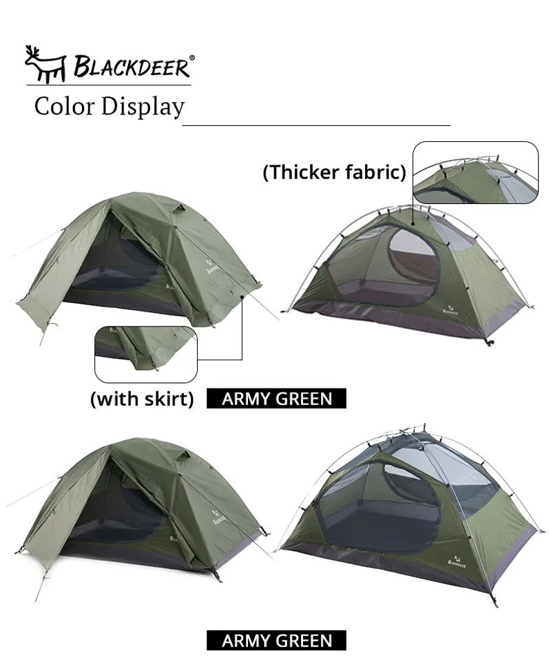 Description Picture 6 of itemBlackdeer Archeos 2-3 People Backpacking Tent Outdoor Camping 4 Season Winter Skirt Tent Double Layer Waterproof Hiking Survival