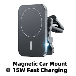 15W Fast Qi Magnetic Wireless Charger Car Air Vent Phone Holder Mount Compatible with Magsafe Case for iPhone 12 13 Pro Mini Max