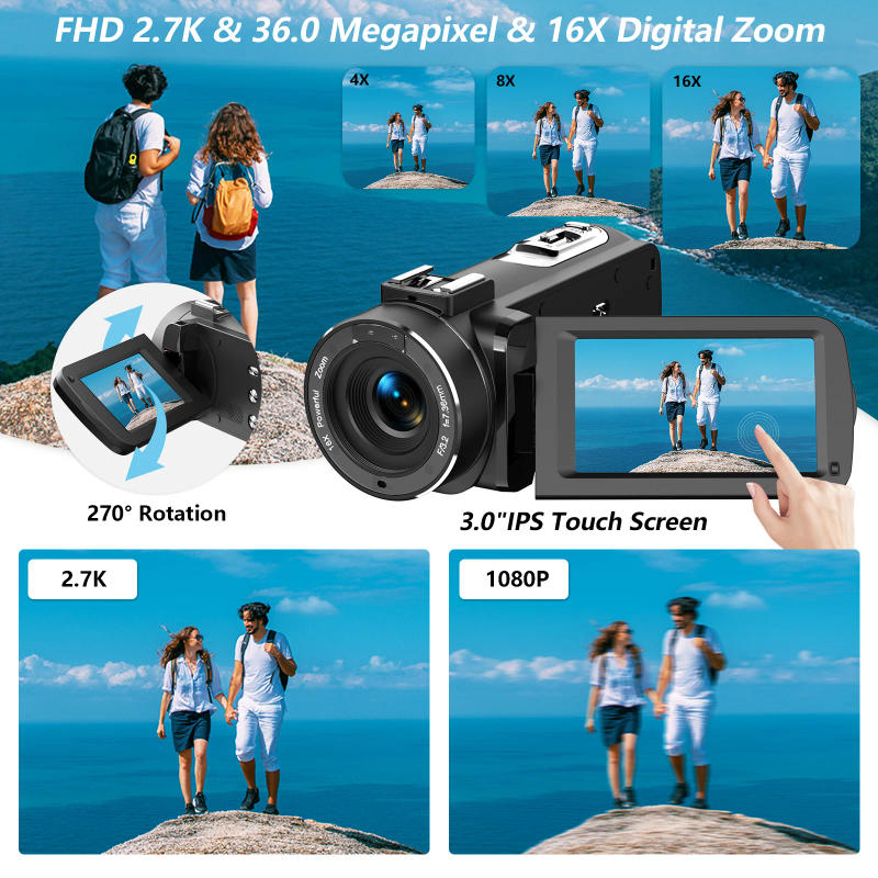 Description Picture 3 of item2.7K Digital Camera Video Cameras 3.0 inch Rotating Touch Screen Camera IR Night Vision 18X Zoom Cameras wtih battery Gift DV