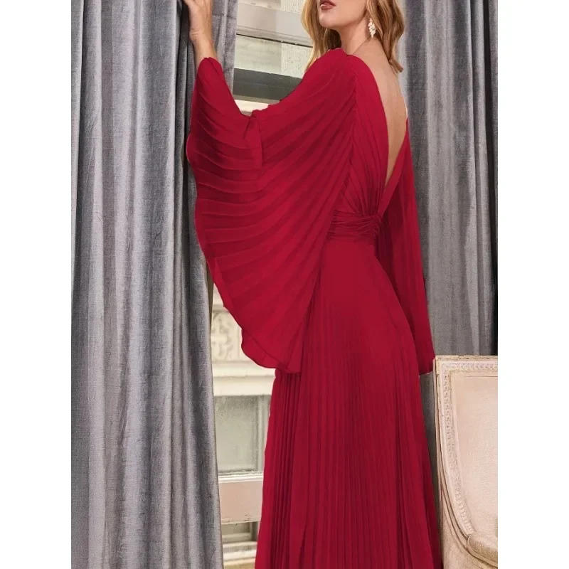 Description Picture 5 of itemPleated Long Sleeve Dress Slim Fit Dress Mid Dress Autumn Women's New Style Dress for Women