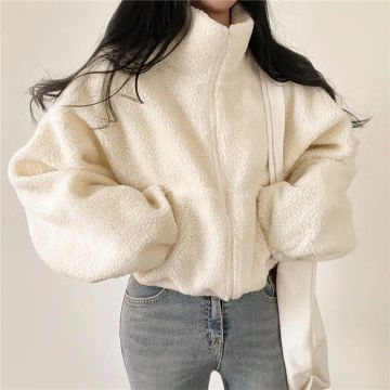 Autumn Winter Jacket Women's 2023 New Stand Collar Imitation Lamb Wool Cotton Loose Jacket Streetwear Y2k Female Short Coat