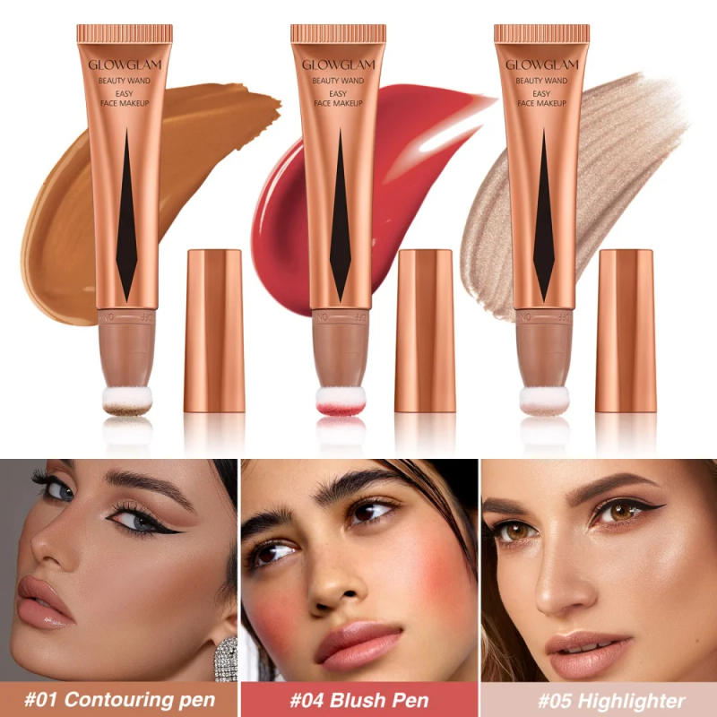 Description Picture 4 of itemCream Bronzer Contour Blusher Beauty Wand Highlighter Blush With Cushion Liquid Face Bronzer Wand Stick Applicator Makeup