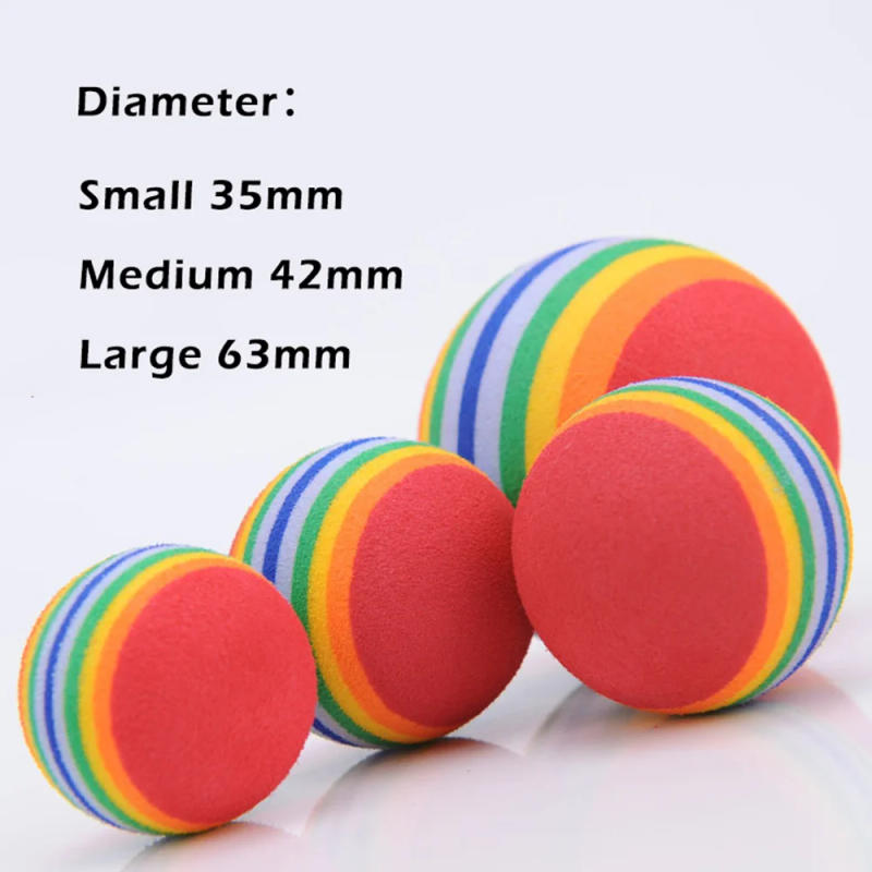 Description Picture 4 of itemColorful Pet Cat Toy Ball Foam Balls Sponge Ball Cat Toy Soft Foam Rainbow Play Balls Training Interactive Kitten Pet Funny Toys