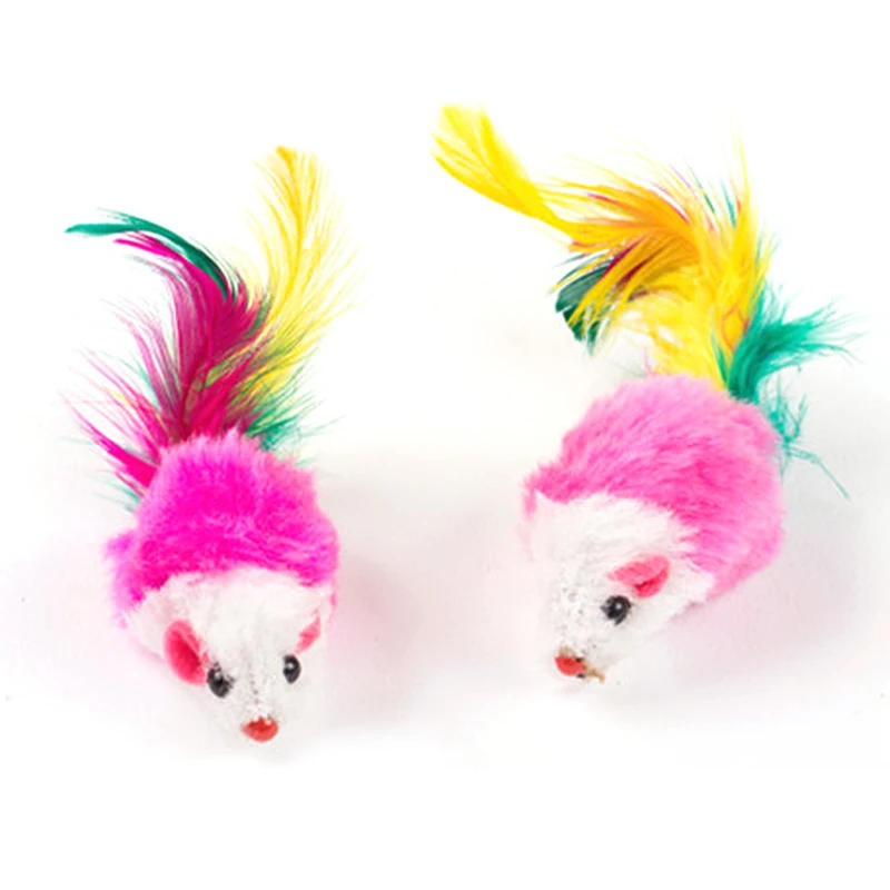 Description Picture 6 of item10Pcs/Pack Cat Toys False Mouse Pet Cat Toys Mini Funny Playing Toys For Cats with Colorful Feather Plush Mini Mouse Toys