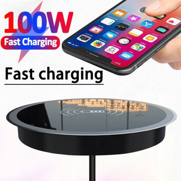 Desk Wireless Charging Pad Desktop Furniture Embedded Desktop Power Wireless Charger for All Phones with Wireless Charging